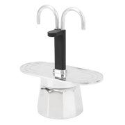 2 Cup Stovetop Espresso Maker, 100ml Double Head Coffee Maker, Aluminum Alloy Electric Italian Vespresso Coffee Pot Espresso Shot Maker, 6.5x2.8inch DIY Conduit Coffee Pot