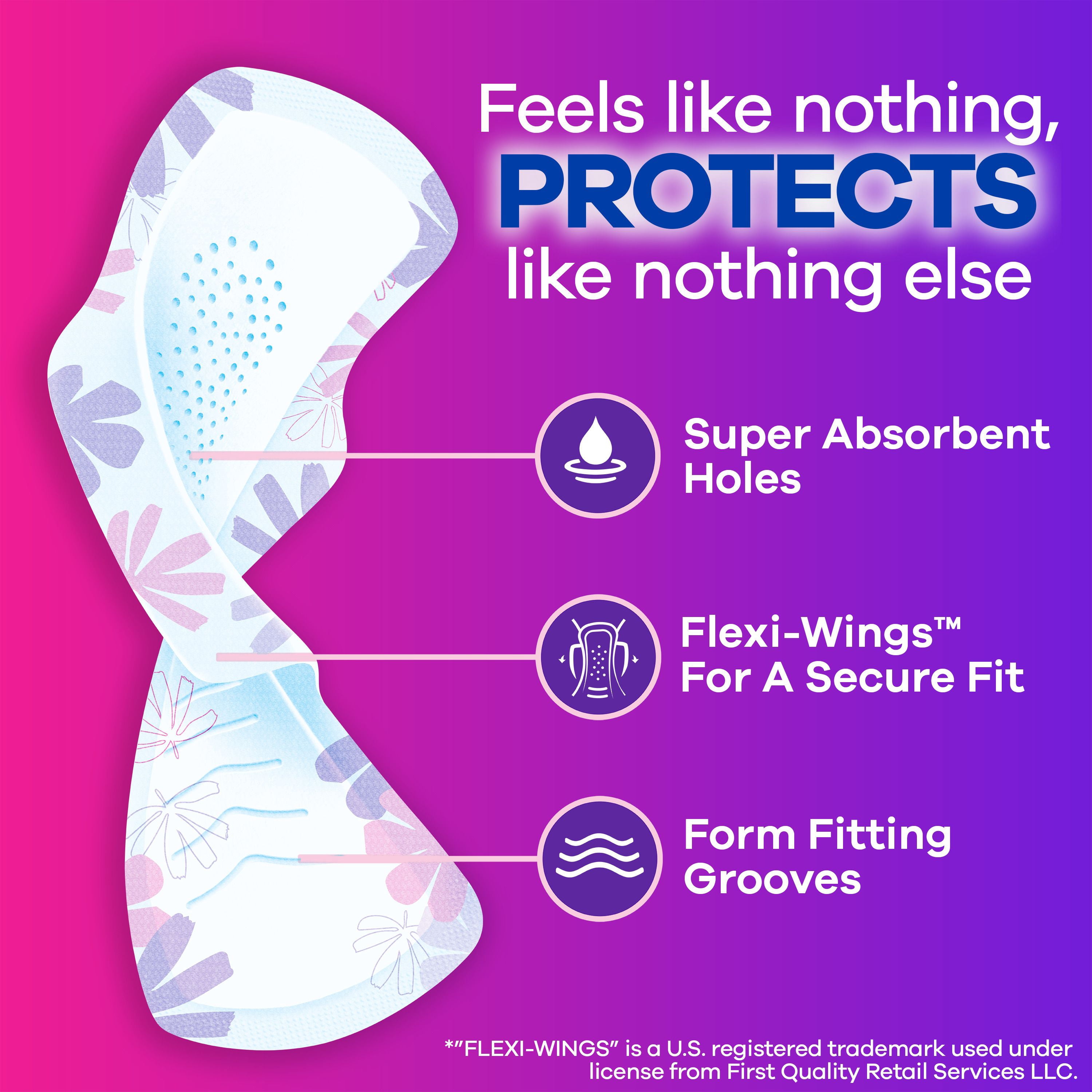 Serviettes Always Radiant Avec Flexfoam, Taille 2, Forte, Avec Ailes, Parfum Légèrement Frais, 26 Unités