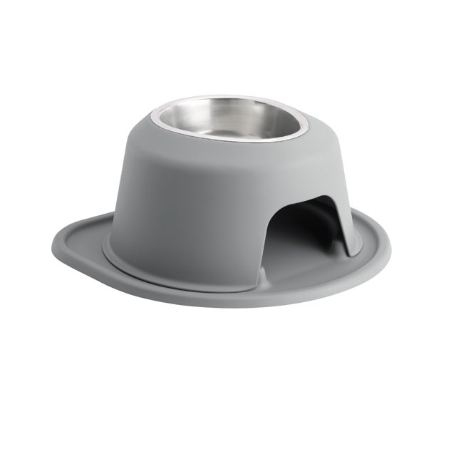 WeatherTech Système d'Alimentation pour Animaux de Compagnie Simple Hauteur 6 Pouces - Acier Inoxydable - Gris Foncé