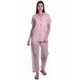 thumbnail image 1 of Moomaya Ensemble de Pyjama en Coton Imprimé à Col Cranté, Boutonné, pour Femmes, Tenue de Nuit, 1 of 6