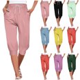 thumbnail image 1 of Women's Casual Pants Solid Elasticized High Waist Joggers with Drawstring Light Green XL, 1 of 6