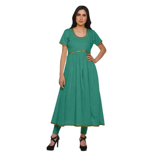 Moomaya Long Bollywood Designer Kurti WoMen's Solid Maxi Kurta Front Slit Tops