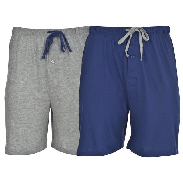 Hanes Men`s 2-Pack Knit Short,Blue Depth/Active Grey Heather,Small