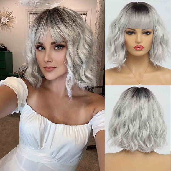 RKSTN Wigs Human Hair Women With Short Curly Bangs Glueless Wigs