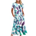 thumbnail image 1 of Pisexur Robe à Manches Courtes Col Rond Mode Femme Robe Imprimée Col Rond Blouse Femme, 1 of 4