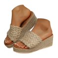 thumbnail image 1 of Mepaouo Sandales à Talon Compensé pour Femmes, à Enfiler, Espadrilles, Plateforme, Été, Plage, Marche, Chaussures à Semelle Plate, 1 of 7