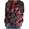 thumbnail image 5 of Qertyioot Chemise Cœur d'Amour Saint-Valentin Grande Taille Pull, Manches Longues Graphiques pour Femmes Col Rond Oversize, 5 of 5