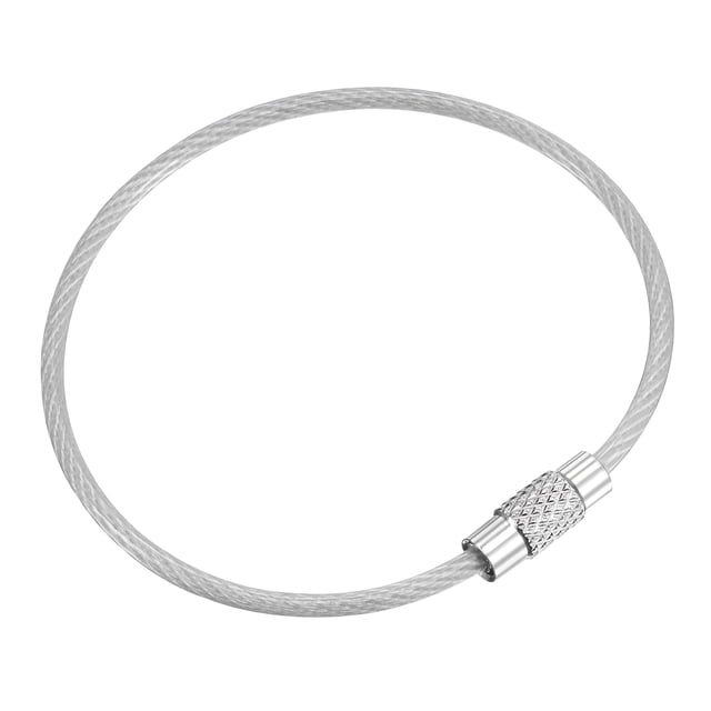 Uxcell 150mm Length Coated Stainless Steel Keyring Loop Cable Silver 4 Count
