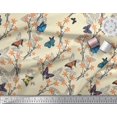 thumbnail image 3 of Soimoi White Velvet Fabric Flower & Butterfly Decor Fabric Printed BTY 58 Inch Wide, 3 of 5