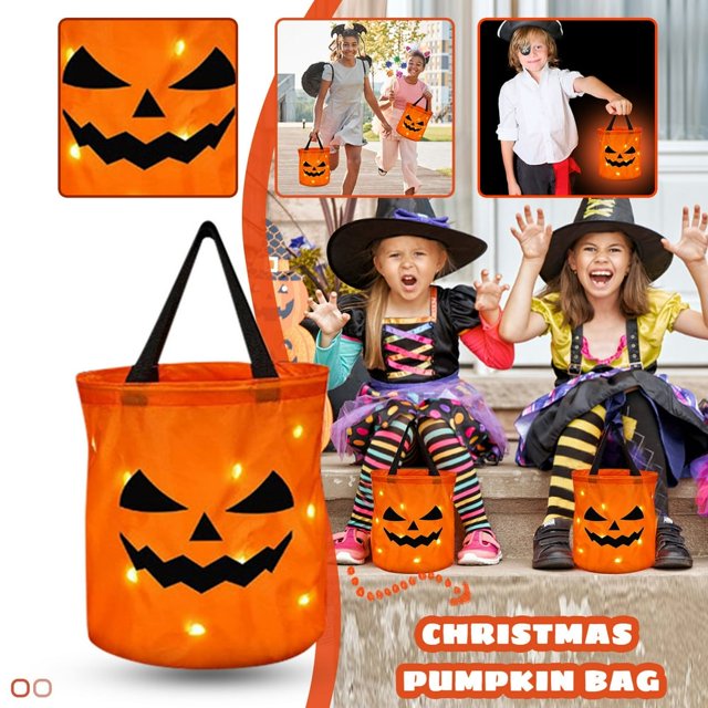 AMERTEER Liquidation d'Halloween! Sacs de Bonbons d'Halloween à DEL Lumineux Sacs de Bonbons Lumineux pour Fête d'Halloween Sacs de Bonbons Lumineux Polyvalents Seau Réutilisable pour Enfants Sacs à Collation d'Halloween