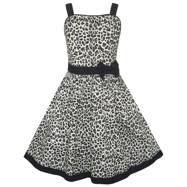 Robe Fille Imprimé Léopard Été Plage Robe 6 Ans