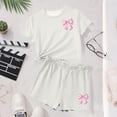 thumbnail image 3 of Robe d'Été à Manches Courtes Haut à Manches Courtes et Short Ensemble Deux Pièces pour Enfants Mignonne Détente d'Été Col Rond, 3 of 6