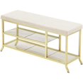 thumbnail image 1 of Banc d'Entrée à 2 Niveaux - Banc de Rangement Moderne pour Chaussures avec Coussin, Supporte jusqu'à 330 Lb, Or Élégant, 1 of 7