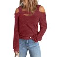 thumbnail image 3 of Blouse Décontractée, Haut à Épaules Dénudées Couleur Unie pour Usage Quotidien Rouge TG, 3 of 6