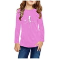 thumbnail image 2 of T-shirts à Manches Longues pour Filles, Col Rond, en Coton, Imprimé Libellule, T-Shirts Décontractés d'Automne et de Printemps, T-Shirts Graphiques Basiques pour Enfants (13 Ans, Rose), 2 of 5