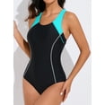 thumbnail image 4 of Charmo One Piece Athletic Racerback Swimsuit Women Slimming Bathing Suits Color Block Training Swimwear for Women, 4 of 6
