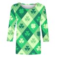 thumbnail image 4 of FAIWAD T-Shirt à Manches 3/4 pour Femmes de la Saint-Patrick, Col Rond, Décontracté, Grande Taille, Tunique à Enfiler, 4 of 5