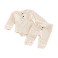 thumbnail image 1 of Baby Girls Pants Set  Ribbed Long Sleeve Crew Neck Romper with Elastic Waist Pants for Toddlers, 1 of 9