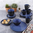 thumbnail image 2 of Gibson Home Soho 16 Piece Round Stoneware Dinnerware Set, Blue & Black, 2 of 9