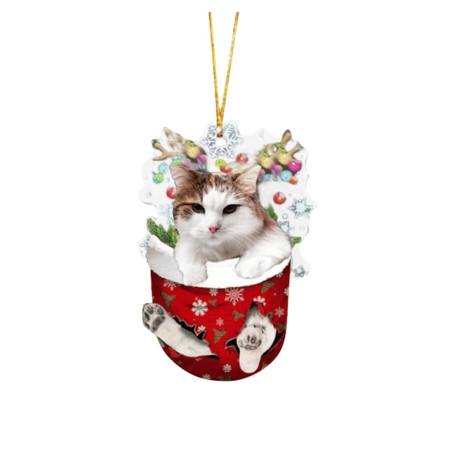 Christmas Decorations Acrylic Stockings for Cats - Tree Hangs Festive Crafts Unique Holiday for Home Decoration