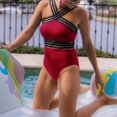 thumbnail image 2 of Women Plus Size One Piece Swimsuit Cross Shoulder Straps Triangle Bikini Bathing Suits Monokini Beachwear, 2 of 6
