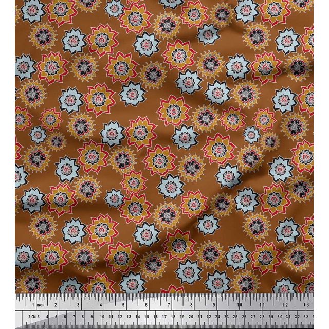 Soimoi Rayon Fabric Flower Artistic Print Fabric by The Yard 56 Inch Wide