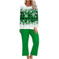 thumbnail image 1 of Pisexur Pyjama de Noël pour Femmes Ensemble Deux Pièces Tendance des Fêtes Imprimé Flocon de Neige Pyjamas de Noël Décontractés Manches Longues Col Rond Hauts Pantalons de Pyjama Tenue de Nuit, 1 of 5