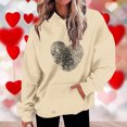 thumbnail image 2 of Penkiiy Chandails à Capuchon et Chandails pour Femmes, Mode Décontractée, Saint-Valentin, Imprimés, Manches Longues, G Beige, 2 of 5