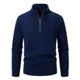 thumbnail image 4 of Chandails pour Hommes Col Montant Demi-Fermeture Éclair Élasticité Tricot Base Manches Longues, 4 of 9