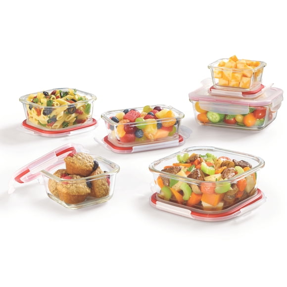 Starfrit LocknLock Glass Food Container Storage 12-Piece Set, Borosilicate glass, 6 Containers