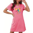 thumbnail image 4 of Chemises de Nuit pour Femmes, Chemise de Nuit Courte Surdimensionnée pour Femmes Mode à Imprimé sur la Poitrine à Manches Courtes, 4 of 7