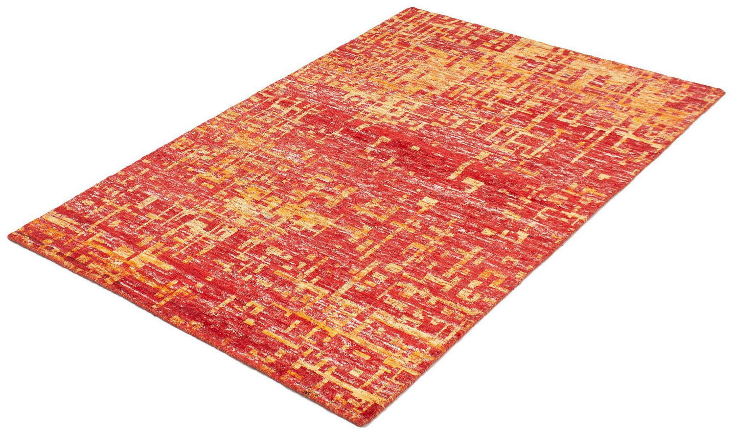 ECARPETGALLERY Tapis Noué à la Main pour Salon, Salle à Manger et Chambre à Coucher Contemporain Collection Sari Silk 5'0" x 7'10" en Rouge