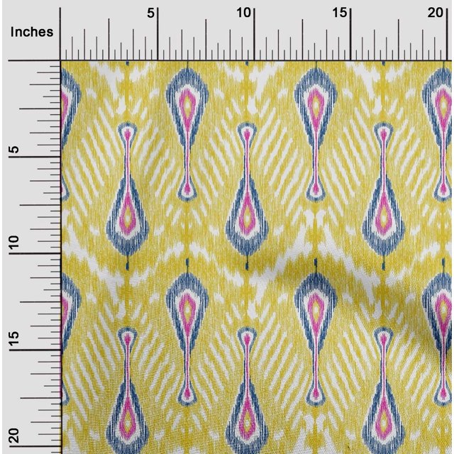 oneOone Georgette Viscose Fabric Big Motif Ikat Printed Craft Fabric BTY 42 Inch Wide