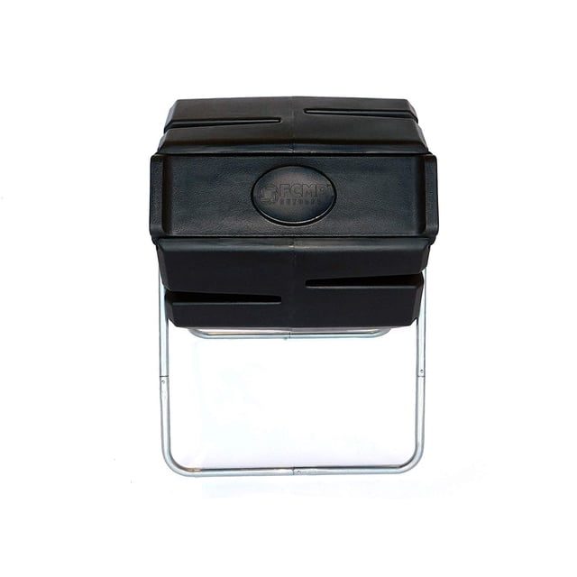 FCMP Outdoor 37 Gallon Single Chamber Roto Tumbling Garden Composting Bin, Black