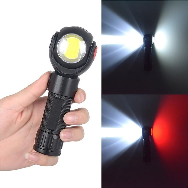 Strong Light Flashlight 360 Degrees Rotating Working Flashlight Life Waterproof COB High Light Flashlight with Tail Magnetic Multiple Light Modes for Outdoor Fishing