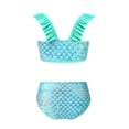 thumbnail image 4 of Rswnyirn Little Girls Mermaid 2 Pcs Swimsuits Fishscale Printed Ruffles Straps Swim Top with Bikini Brief Green 4T, 4 of 7