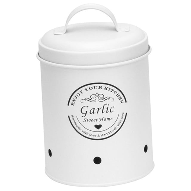 Potato Storage Tins Food Storage Container with Aerating Holes Kitchen Storage Canister Vegetables Storage Bin for Farmhouse Decor Countertop Small White