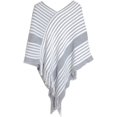 thumbnail image 1 of LinYooLi Poncho Cape Châle pour Femmes Surdimensionné Rayé Tricoté Pashmina avec Franges Temps Froid, 1 of 5