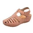 thumbnail image 3 of XZNGL Chaussures pour Femme Chaussures pour Femme Sandales Décontractées d'Été Mode Sandales Décontractées Plates Couleur Unie Chaussures à Oeillets, 3 of 4