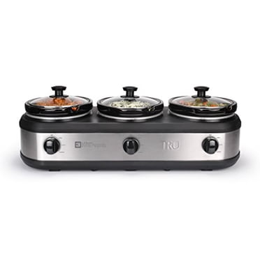TRU Serveur Buffet Triple, 3 Inserts Amovibles de 2-1/2 Pintes, Argent
