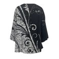 thumbnail image 4 of Pompotops Mode Femmes Imprimé T-shirt Mi-Longueur Manches 3/4 Blouse Col Rond Casual Tops Dégagement, 4 of 5