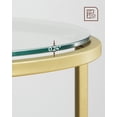 thumbnail image 3 of VASAGLE Round Side Table, Glass End Table with Steel Frame, Small Coffee Accent Table, Golden and Transparent, 3 of 5