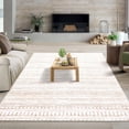 thumbnail image 1 of Twister.CK Washable 8' x 10' Vintage Striped Area Rug, Soft Living Room Rug Stain Resistant Indoor Carpet Non Slip Low Pile Floor Cover for Bedroom Dining Room, Brown, 1 of 9