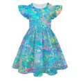 thumbnail image 1 of WEAIXIMIUNG Robes Longues Filles Été Couleur Impression Numérique 3D Mignonne Personnalité Mode Robe Manches Volantes 12-13 Ans, 1 of 2