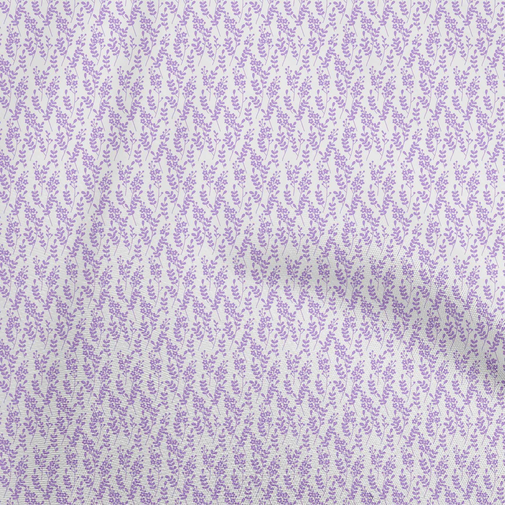 oneOone Tissu Polyester Spandex Violet Pastel Feuilles Matière de Robe Tissu Imprimé Tissu au Mètre 56 Pouces de Large