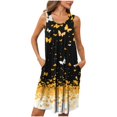 thumbnail image 1 of Ovzne Robes pour Femmes Robe pour Femme Femmes Imprimé avec Poches Chemises de Nuit Sans Manches Vêtements de Nuit devant Plissé Nuisette Col Rond Robe de Nuit Grande Taille Robe Maxi Imprimée Liquidation, 1 of 5