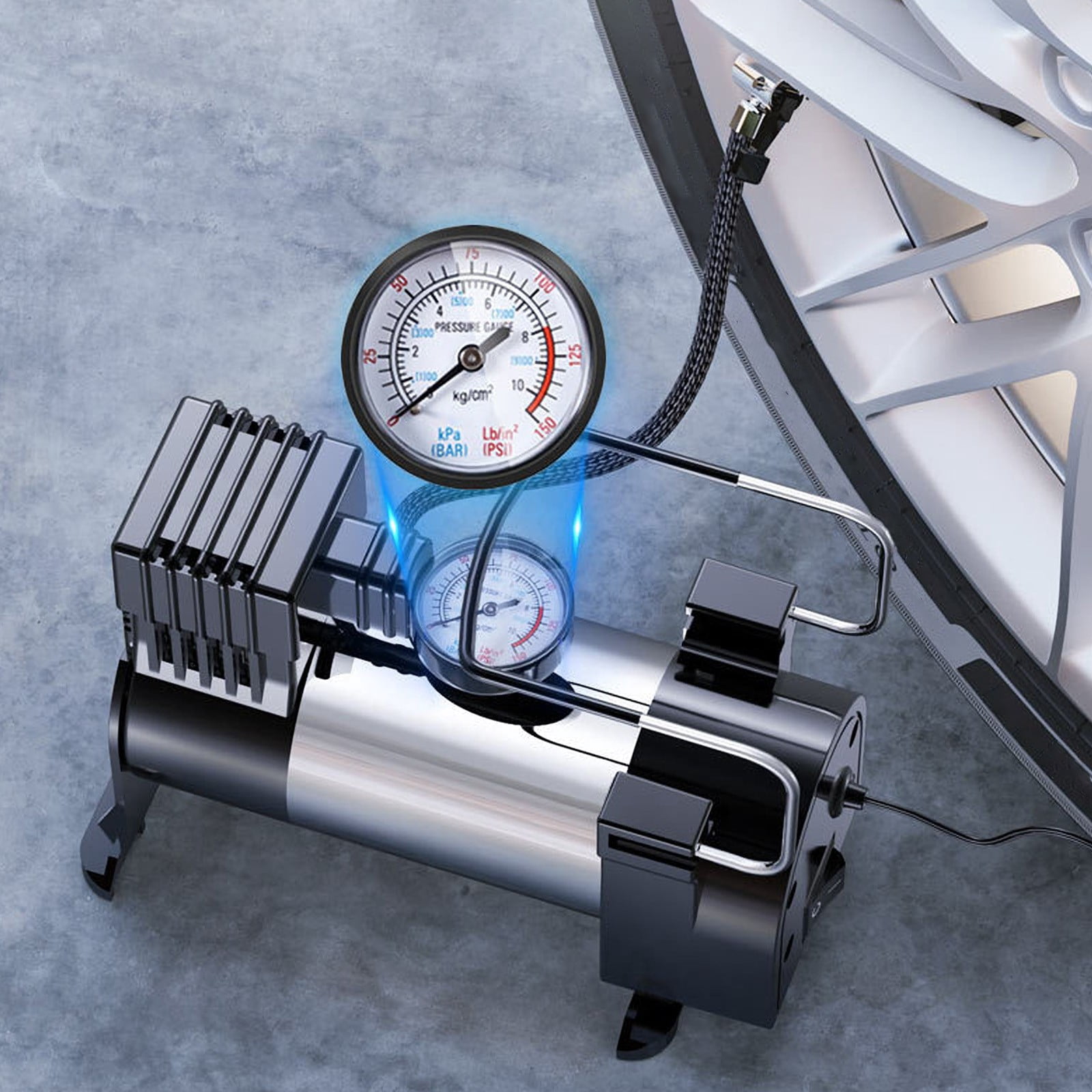 Tire Inflator Portable-ir Compressor-ir Pump For Car Tires 12V Auto Tire Pump With Pressure Gauge With Cylinder Power System