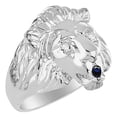 thumbnail image 3 of RYLOS Rings Sterling Silver Lion Head Ring Amazing Conversation Starter Diamonds Eyes & Sapphire Mouth Rings Size 8, 3 of 7