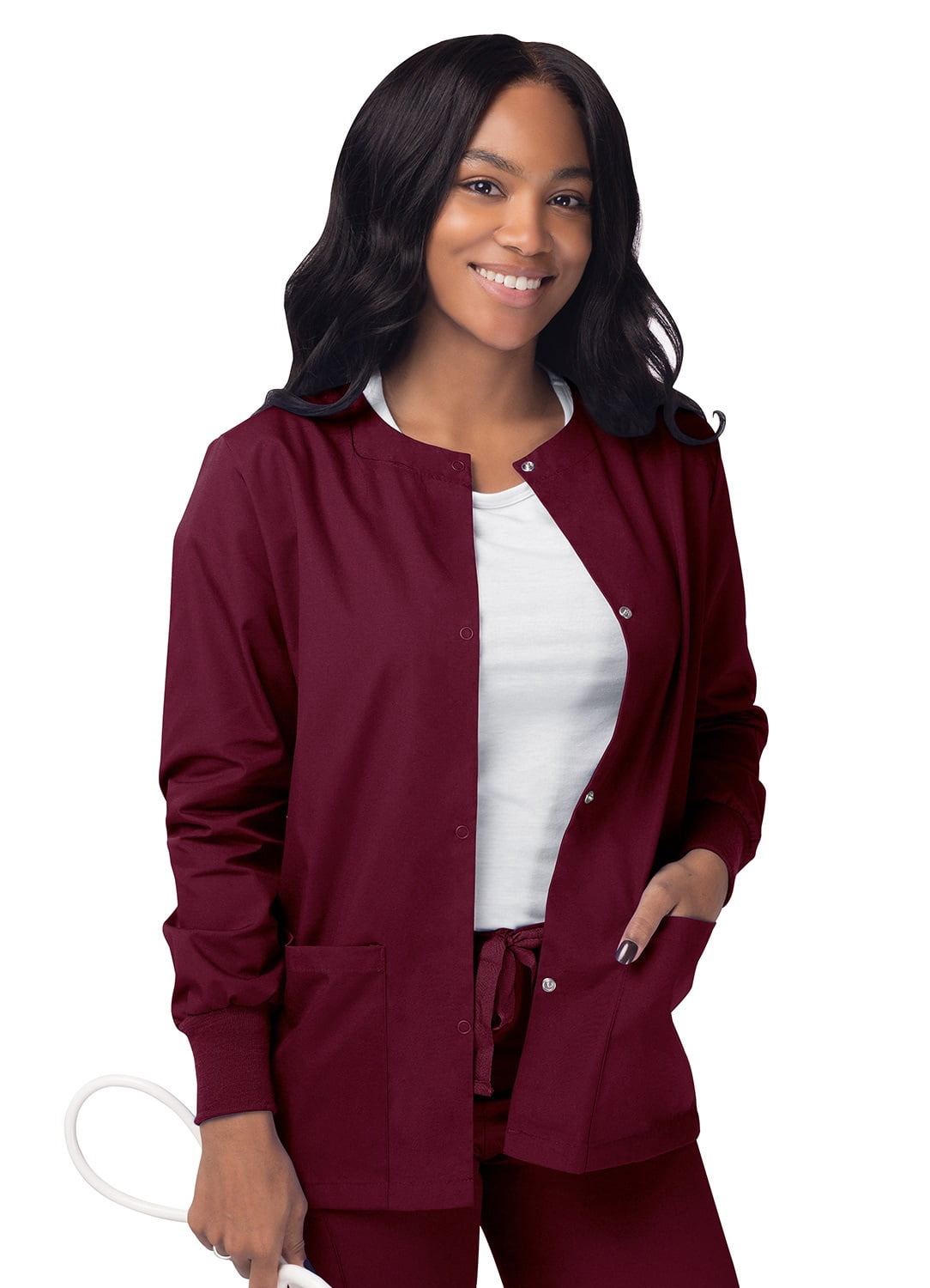 Sivvan Women's Scrubs Warm-Up Jacket / Front Snaps - Round Neck
