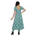thumbnail image 4 of Moomaya Long Cotton Printed Short Sleeve Front Slit Tunic Dresses For Women, 4 of 6